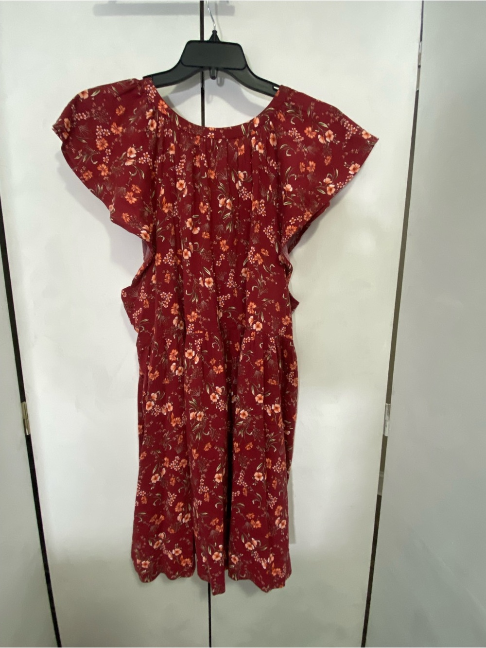 Old Navy Rose-Mauve Floral Smocked Yoke Dress 2X Cottage Core Flowy - Picture 4 of 6
